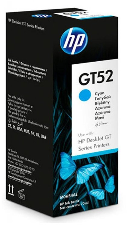 Оригинальная емкость с чернилами HP GT52, голубая (M0H54AE)