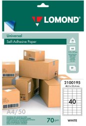 Самоклеящаяся бумага для этикеток Lomond Address Label Universal A4, 70 гр/м2, 40 делений, 50 листов (2100195)