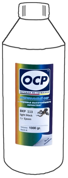 Серые чернила OCP BKP113 (Pigment Light Black) 1000 ml для Epson
