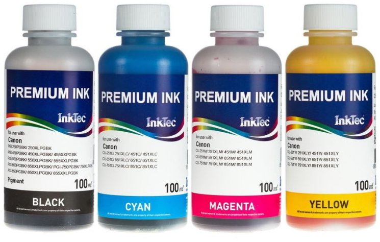 Набор чернил InkTec C5050/C5051 4x100мл для Canon