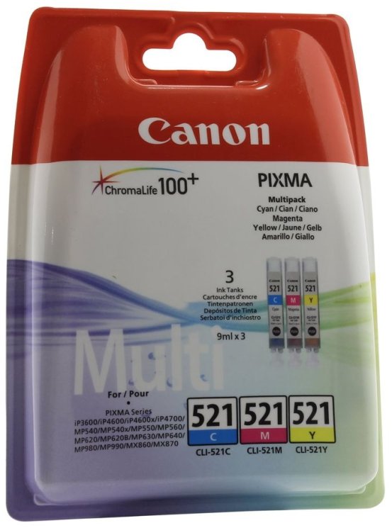 Набор цветных картриджей Canon CLI-521 CMY (2934B007)