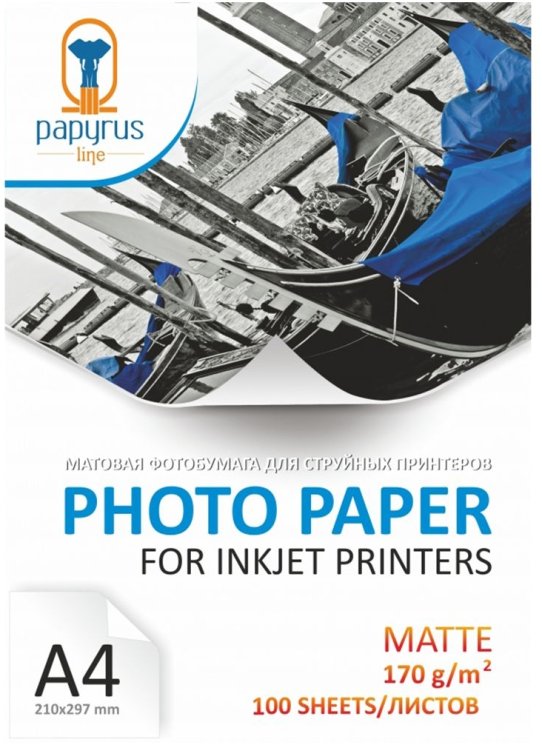 Фотобумага Papyrus BN05748 A4, 170 гр/м2, 100 листов, матовая, для струйной печати