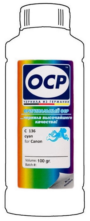 Голубые чернила OCP C136 (Cyan) 100ml для Canon