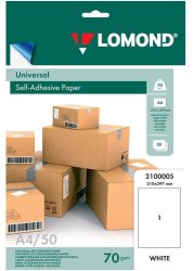 Самоклеящаяся бумага для этикеток Lomond Address Label Universal A4, 70 гр/м2, неделенная, 50 листов (2100005)